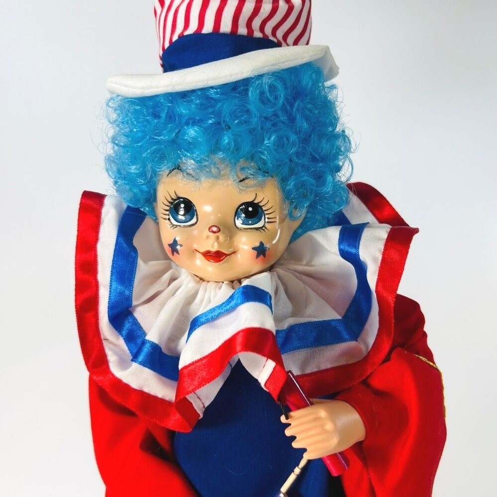 Vtg Doll Brinns 1986 4th of July Clown Patriotic Red White Blue American Flag LE
